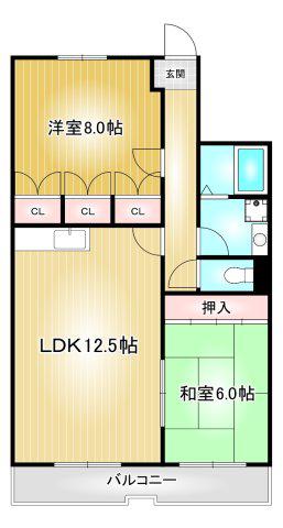スタスィオン滝ノ水(2LDK/4階)の間取り写真