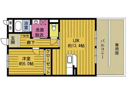 グレイス ガーデン(1LDK/1階)の間取り写真