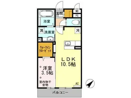 佐久アリーナ(1LDK/2階)の間取り写真