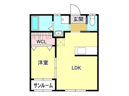 CULORI B棟(1LDK/1階)の間取り写真