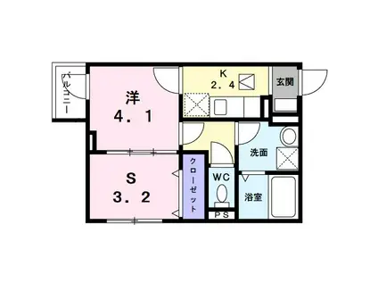 ソレイユガーデン(1SK/1階)の間取り写真