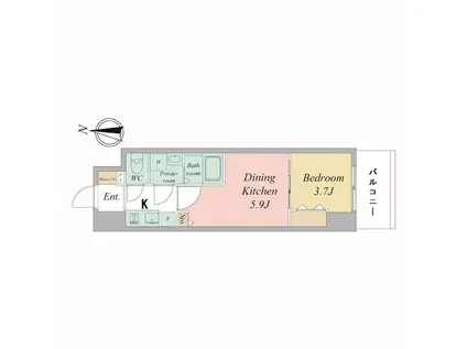 エスリードレジデンス大阪谷町ザ・マークス(1DK/5階)の間取り写真