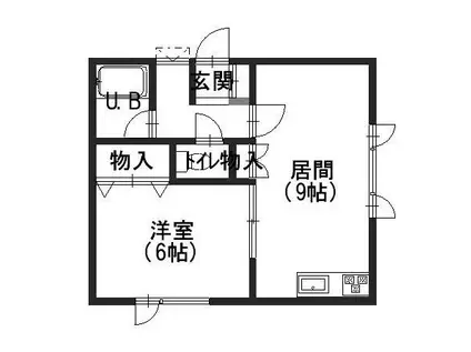 ローズヒルIII(1LDK/2階)の間取り写真