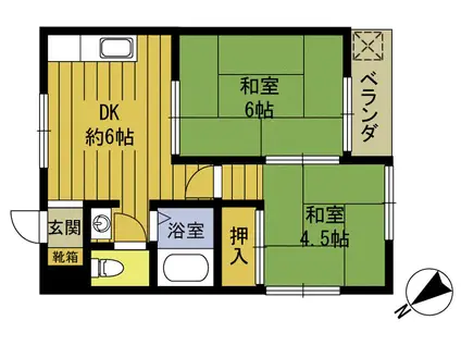 コーポ杵築(2DK/2階)の間取り写真