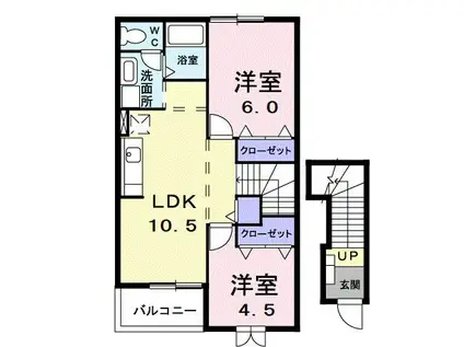 カーサ・プラシード(2LDK/2階)の間取り写真