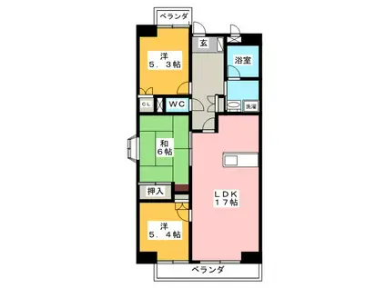 アスティ西鶉(3LDK/4階)の間取り写真