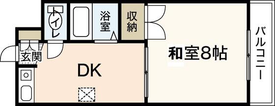 八幡ビル(1DK/3階)の間取り写真