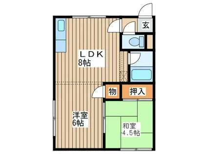 西野ハイツ(2LDK/1階)の間取り写真