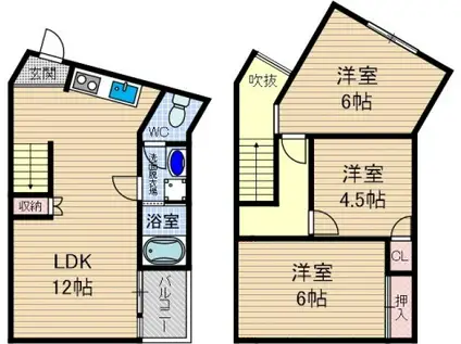 ヴィラ春日丘(3LDK/1階)の間取り写真