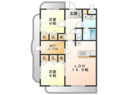 プランドールFIVE(2SLDK/5階)の間取り写真