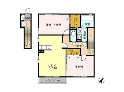 サングリーン A(2LDK/2階)の間取り写真