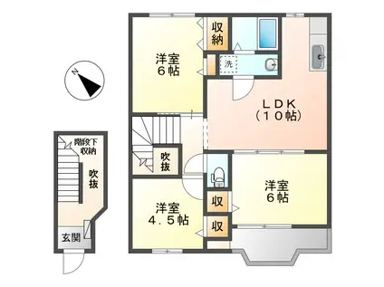 スクエア・アヴニ-ル(3LDK/2階)の間取り写真