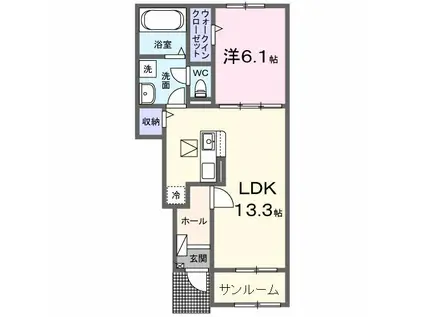 プラネット 寺ノ前(1LDK/1階)の間取り写真