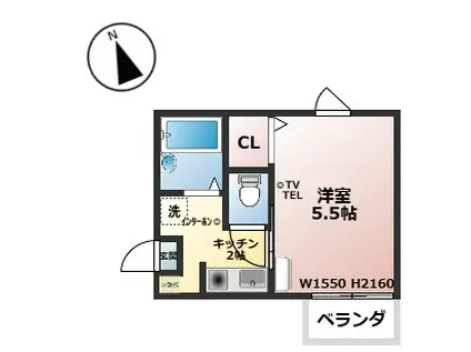アンシャンテ(1K/2階)の間取り写真