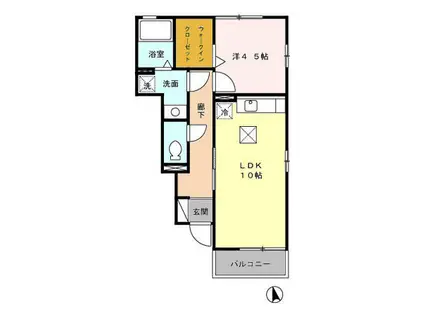 ソレアードV(1LDK/1階)の間取り写真