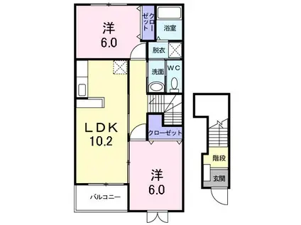 シャルロット(2LDK/2階)の間取り写真