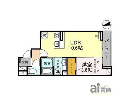 D-RESIDENCE仙波町(1LDK/2階)の間取り写真