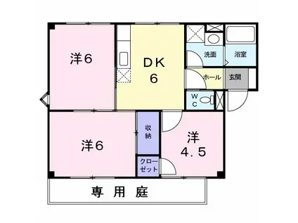 パルシャス野本 I(3DK/1階)の間取り写真
