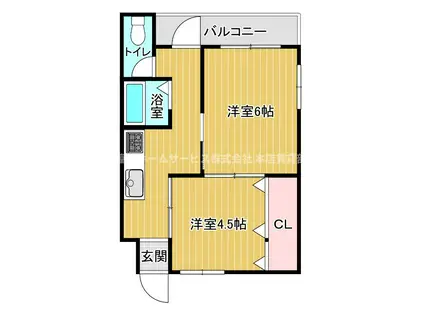 マンション楠木(2K/4階)の間取り写真
