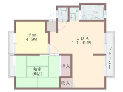エスポワールB(2LDK/1階)の間取り写真