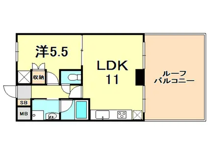 ブルーム神戸三宮(1LDK/2階)の間取り写真