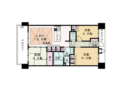 ザ・パークハウス梅田(3LDK/13階)の間取り写真