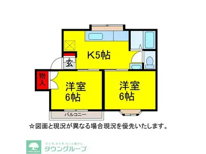 ボンシャンス(2K/2階)の間取り写真