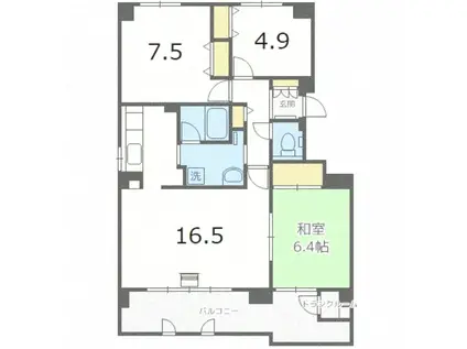 スターヒル富丘(3LDK/9階)の間取り写真