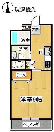 ダイヤ23北山形 B(1K/2階)の間取り写真