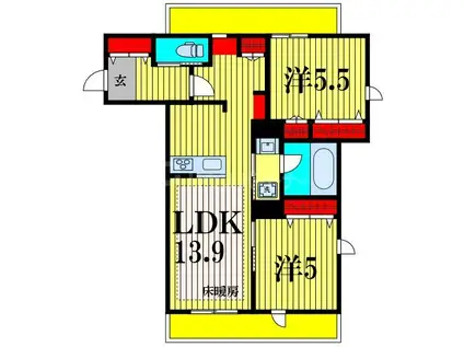 プレミアメゾン(2LDK/2階)の間取り写真