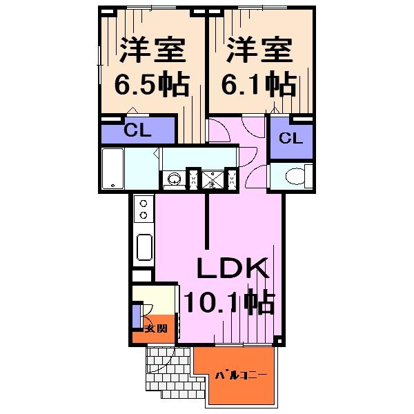 GRACE壱番館(2LDK/1階)の間取り写真