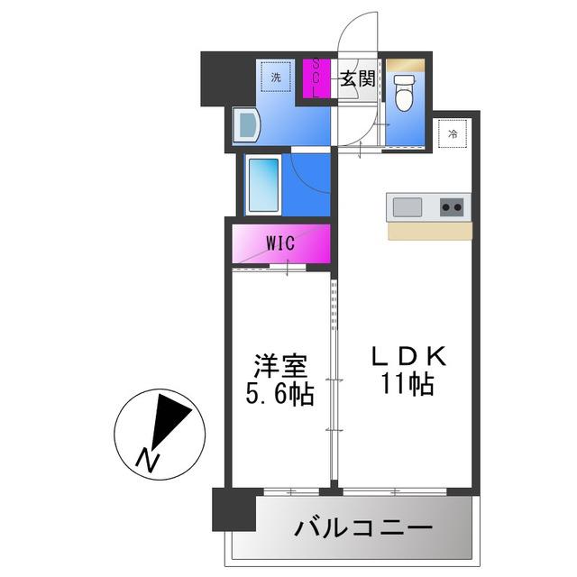 プレジオ森河内ASIAN(1LDK/15階)の間取り写真