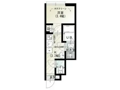 ソルナクレイシア荏原町(ワンルーム/1階)の間取り写真