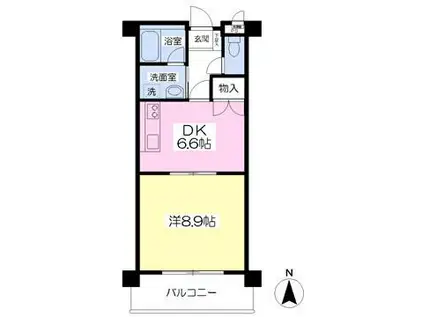 ヴィルヌーブマンション(1DK/2階)の間取り写真