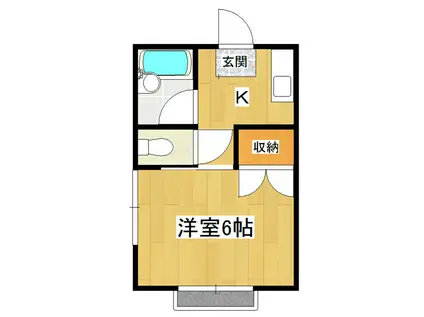 ラスブリサスB棟(1K/2階)の間取り写真