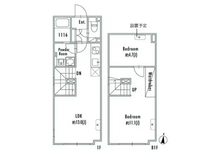 GRAN PASEO下北沢II(2LDK/1階)の間取り写真