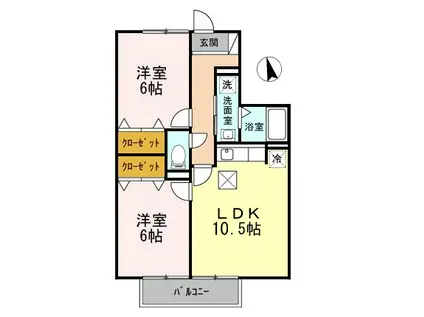 ブルーリジェール C(2LDK/1階)の間取り写真