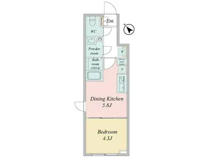 LIVEFLAT門前仲町(1DK/4階)の間取り写真