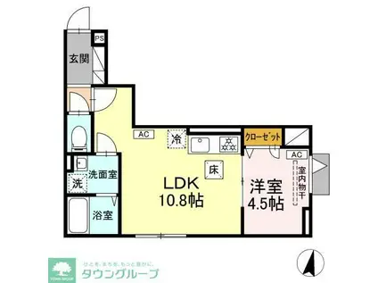 セレスティア大島(1LDK/1階)の間取り写真