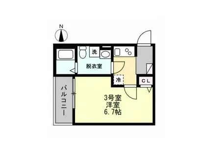 ベイルーム小田原(1K/1階)の間取り写真