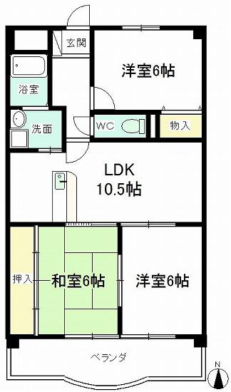 キャッスルビュー(3LDK/4階)の間取り写真