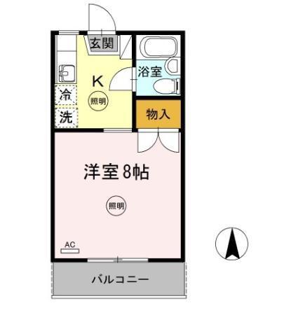 第2メールブルー(1K/1階)の間取り写真