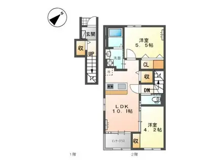 DA・MONDE(2LDK/2階)の間取り写真