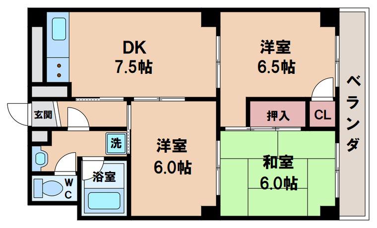 レジデンス・ハイビレッジ(3DK/10階)の間取り写真