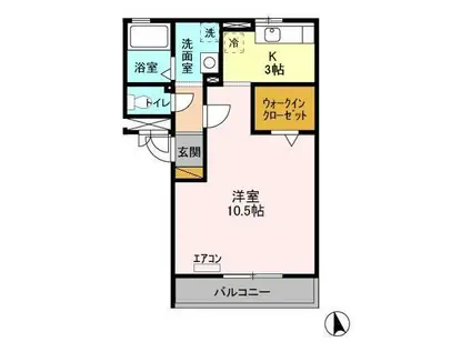 クレッセント(1K/2階)の間取り写真