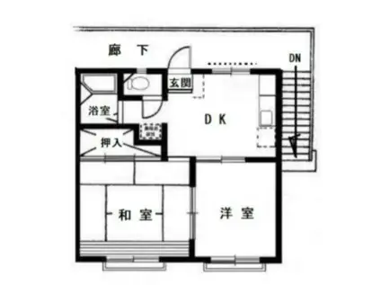 ヒルズヤマモト(2DK/1階)の間取り写真