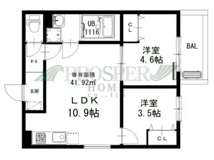 D PORTA CUORE(2LDK/2階)の間取り写真
