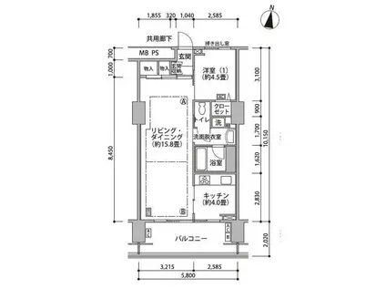 東雲キャナルコートCODAN17号棟(1LDK/5階)の間取り写真
