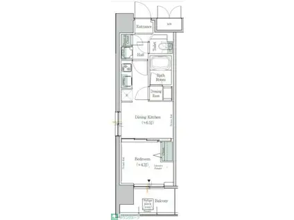 ワンルーフレジデンス台東根岸(1DK/8階)の間取り写真