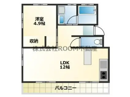 RENATUS若葉(1LDK/1階)の間取り写真